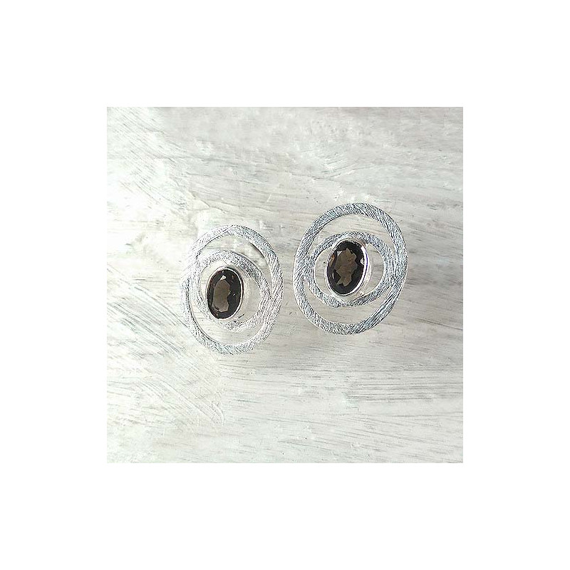 Rauchquarz Ohrstecker Oval